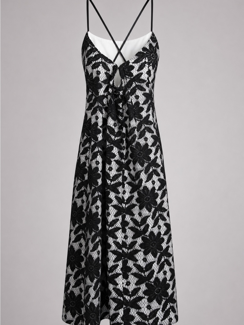 Black Floral Lace Slip Dress with Spaghetti Straps NWT